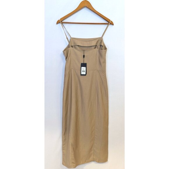 NWT Rails | Ellasandra Linen-Blend Tan Cocktail Dress Midi Length | Size Small - Picture 12 of 16